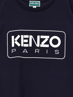 Abito a t-shirt in cotone con logo Kenzo Kids