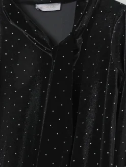 Abito con fiocco e strass Monnalisa in velluto