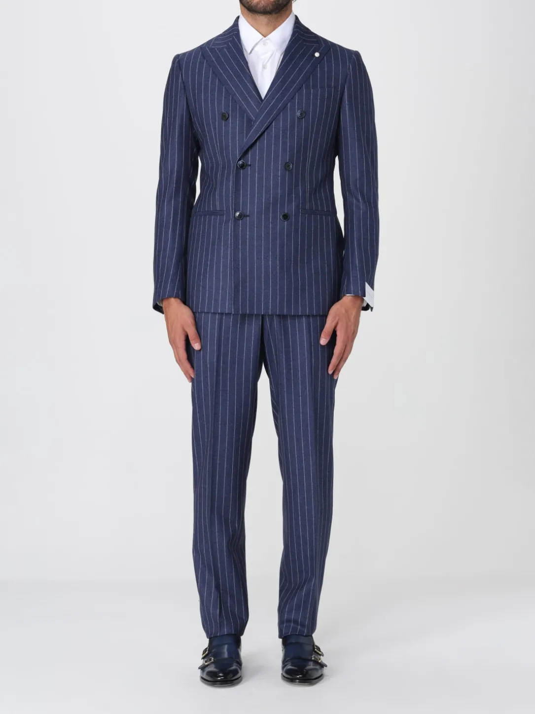 Abito doppiopetto Luigi Bianchi in lana vergine a righe