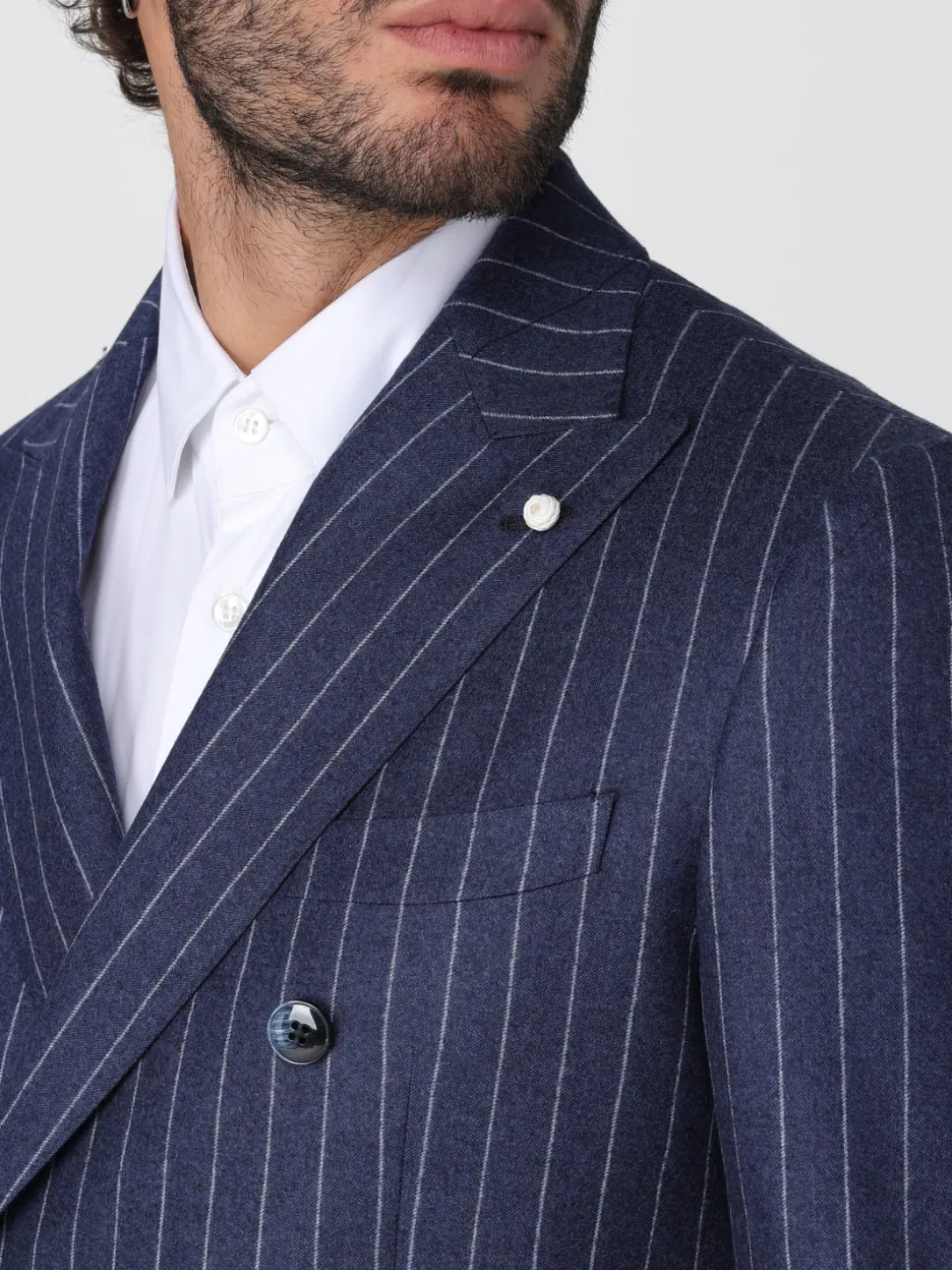 Abito doppiopetto Luigi Bianchi in lana vergine a righe