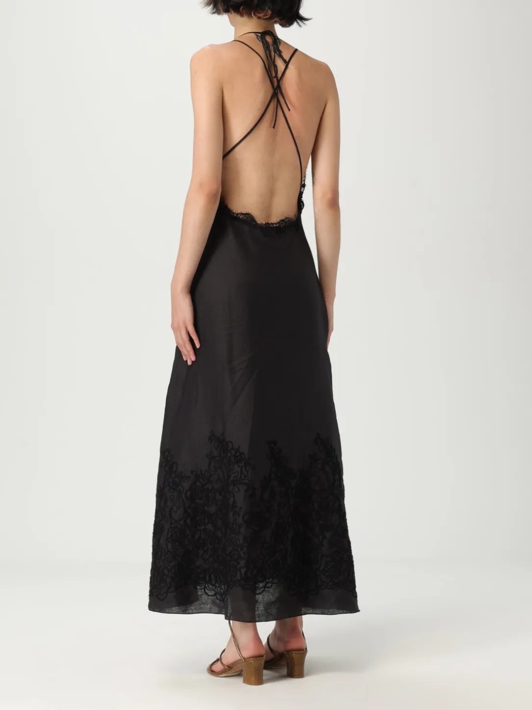 Abito Ermanno Scervino Life in lino con inserti in pizzo