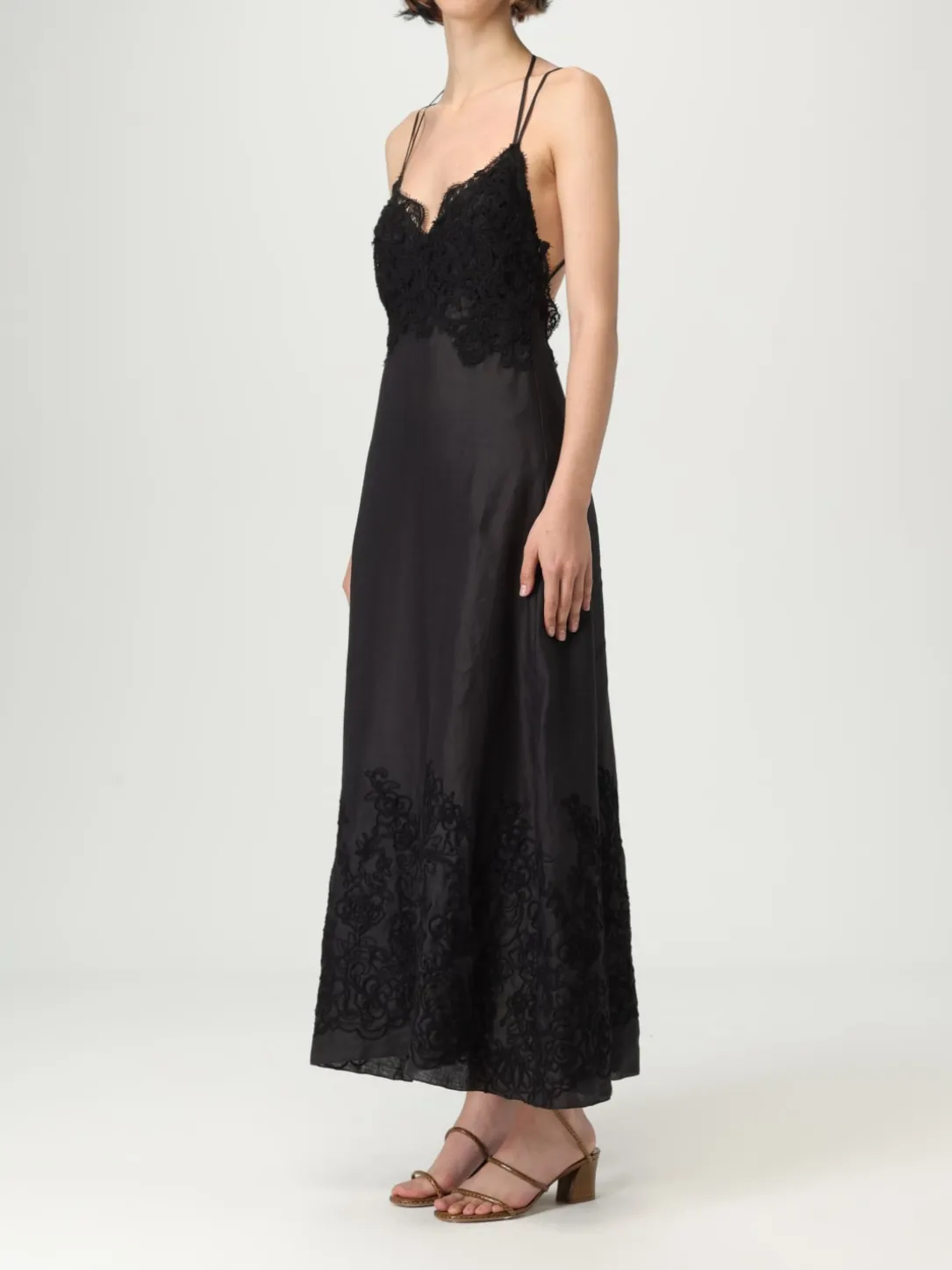 Abito Ermanno Scervino Life in lino con inserti in pizzo