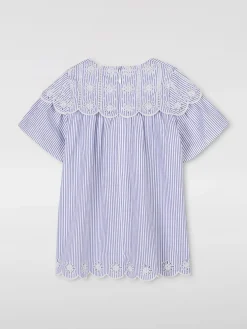 Abito in cotone a righe ricamato Chloé