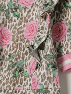 Abito in cotone animalier e floreale Monnalisa