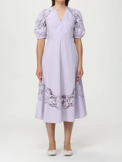 Abito in cotone con ricami macramé Twinset