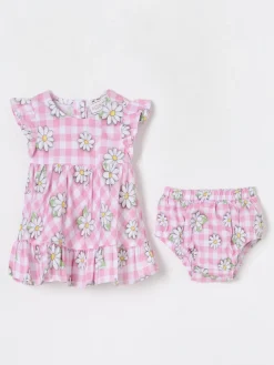 Abito in cotone con stampa floreale Monnalisa