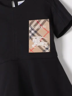 Abito in cotone con toppa check Burberry