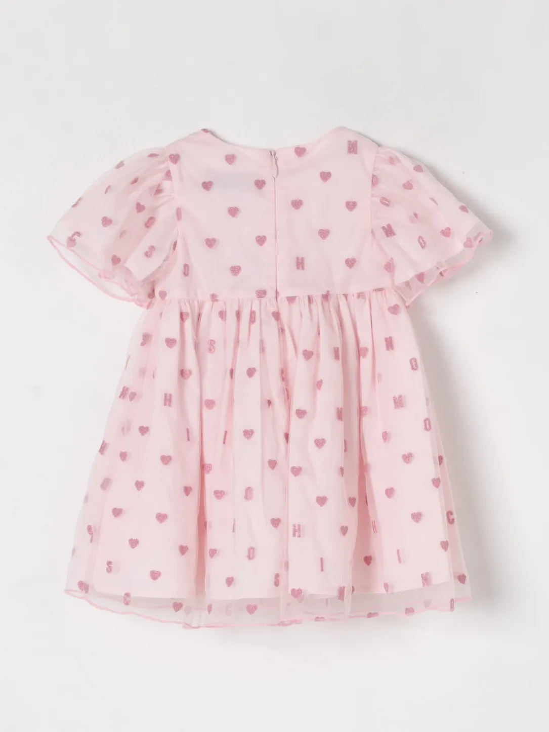 Abito in cotone e tulle con cuori all-over Moschino