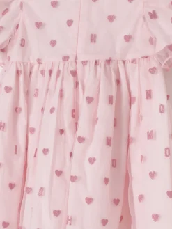 Abito in cotone e tulle con cuori all-over Moschino