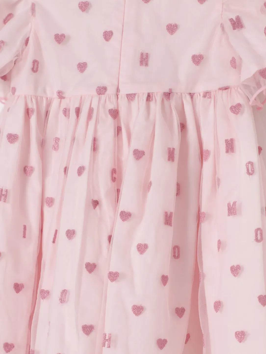 Abito in cotone e tulle con cuori all-over Moschino