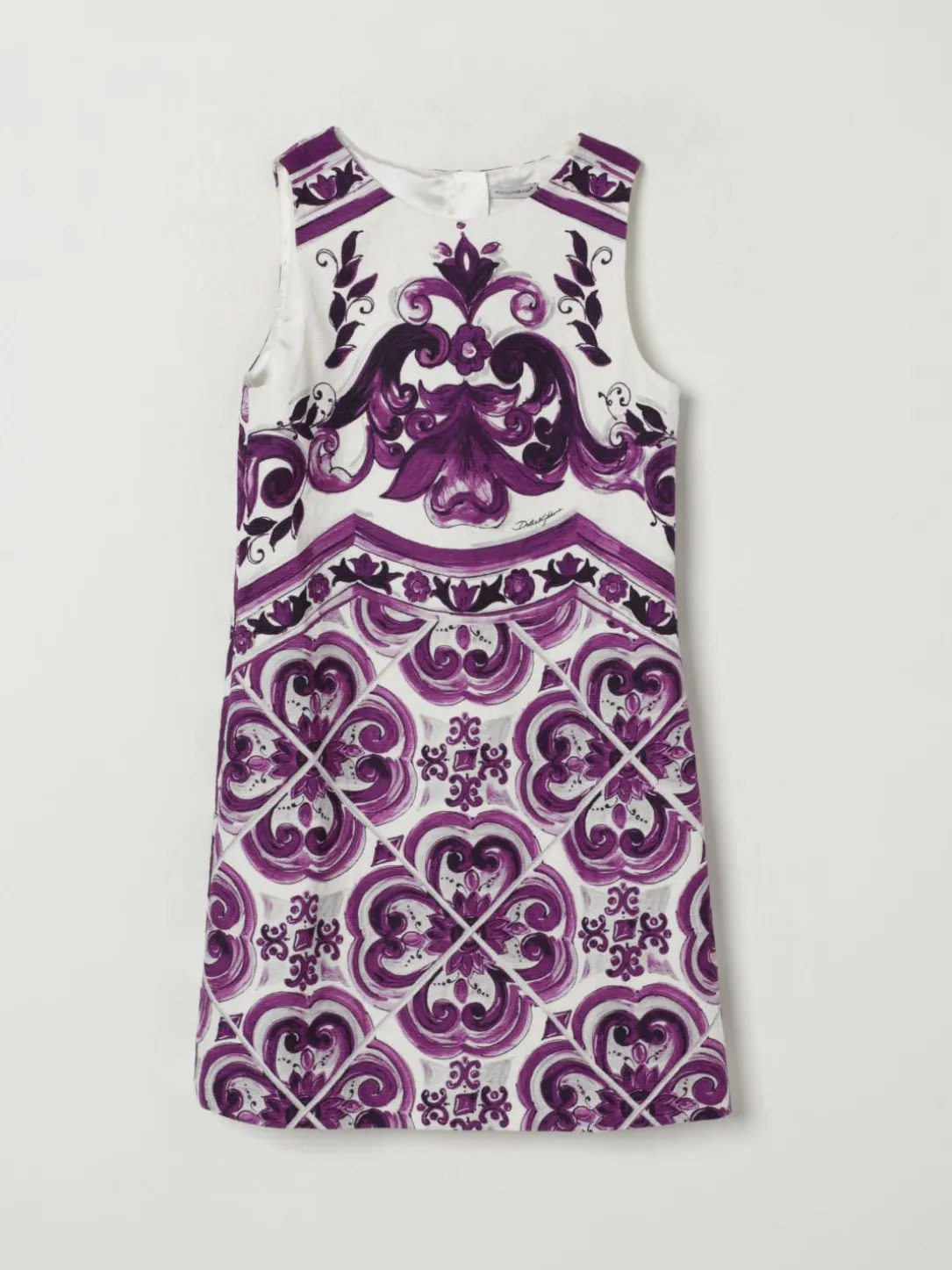 Abito in misto cotone con stampa maioliche Dolce & Gabbana