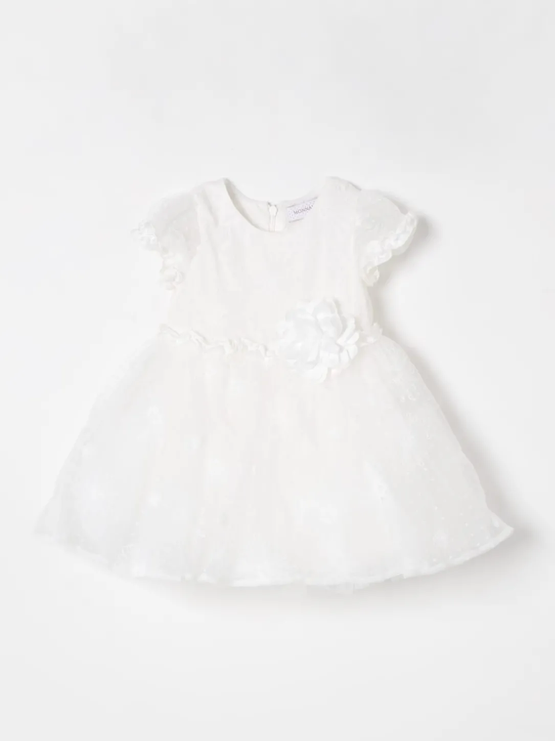 Abito in tulle con ricami floreali Monnalisa