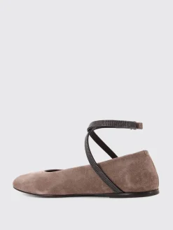Ballerina Brunello Cucinelli in camoscio con monile