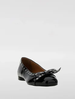Ballerina Eyelet Bow Ganni in pelle sintetica con occhielli metallici e fiocco