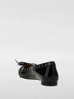 Ballerina Eyelet Bow Ganni in pelle sintetica con occhielli metallici e fiocco