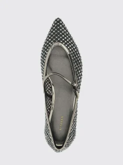 Ballerina Le Silla in nylon a rete con strass all over