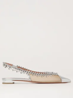 Ballerina Temptation Aquazzura in nylon e nappa laminata con cristalli