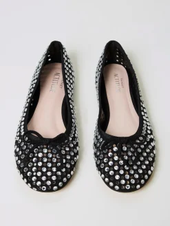 Ballerina Twinset Actitude in pelle traforata con strass all over