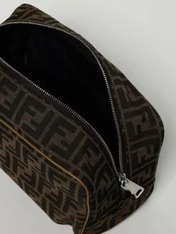 Beauty Case Medium FF Fendi in misto cotone jacquard