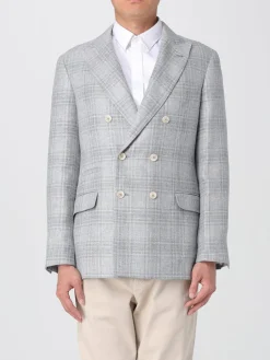 Blazer a doppiopetto in misto lino Brunello Cucinelli