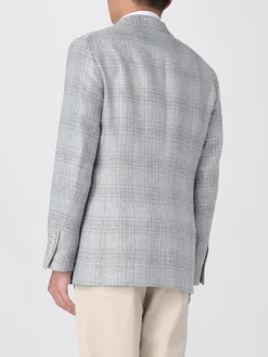 Blazer a doppiopetto in misto lino Brunello Cucinelli