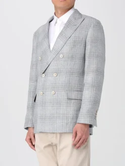 Blazer a doppiopetto in misto lino Brunello Cucinelli