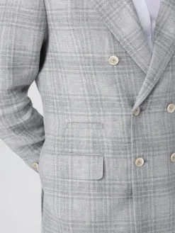 Blazer a doppiopetto in misto lino Brunello Cucinelli