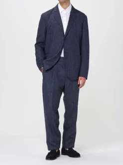 Blazer a monopetto in misto lino Giorgio Armani