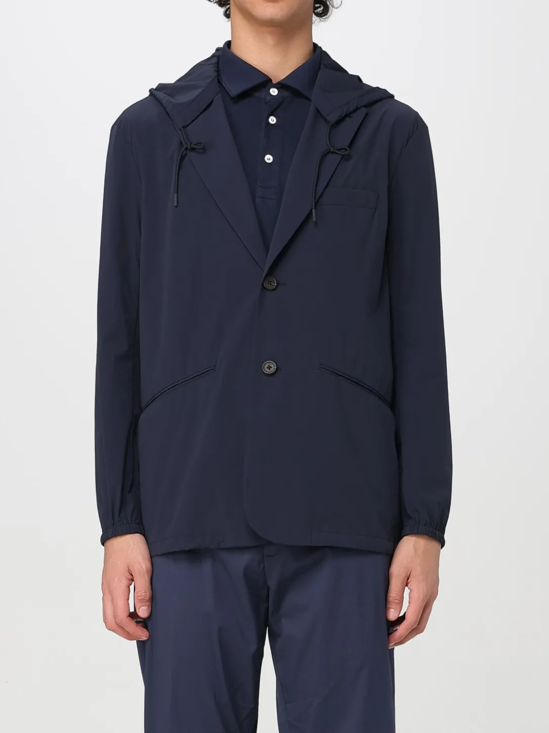 Blazer Emporio Armani in tessuto tecnico con cappuccio