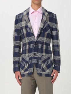 Blazer Etro in cotone e lino check