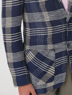 Blazer Etro in cotone e lino check
