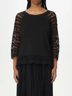 Blusa Twinset in macramè e jersey di cotone