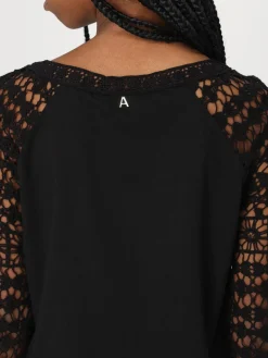 Blusa Twinset in macramè e jersey di cotone