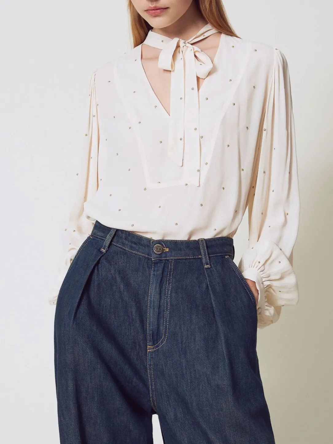 Blusa Twinset in viscosa con pois