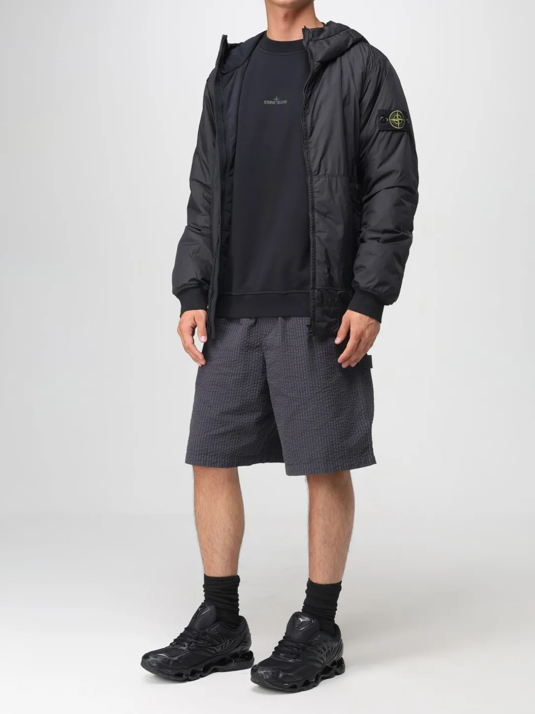 Bomber con cappuccio Stone Island in nylon