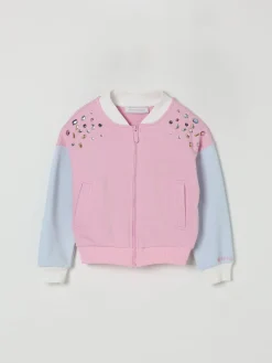 Bomber in cotone con gioielli applicati Monnalisa