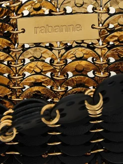 Borsa 1969 nano flip Rabanne in pelle con anelli metallici