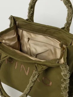 Borsa a mano media Beach Shopper in canvas riciclato Pinko