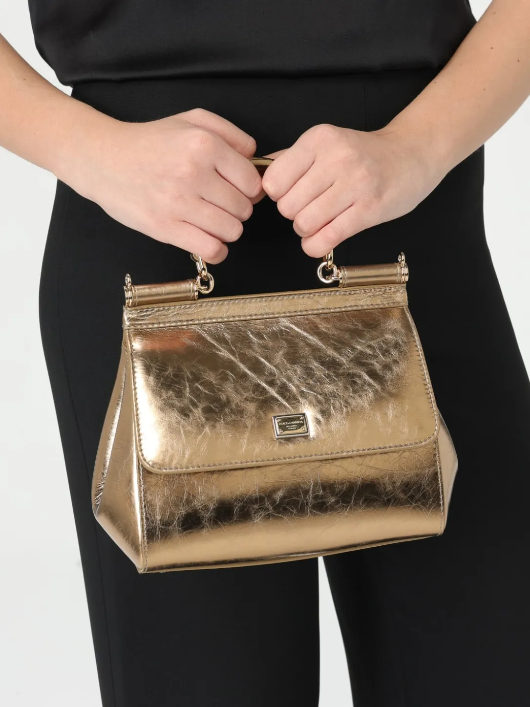 Borsa a mano Sicily in pelle laminata Dolce & Gabbana