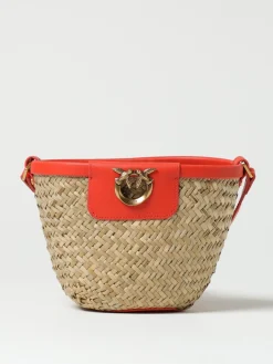 Borsa a secchiello in rafia Pinko