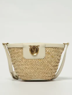 Borsa a secchiello in rafia Pinko