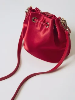 Borsa a secchiello in raso con strass Twinset