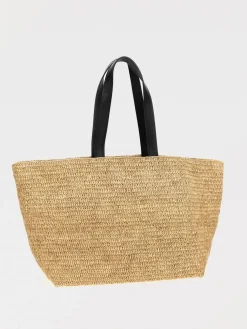 Borsa a spalla in rafia con logo Ami Paris