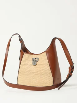 Borsa a spalla Lauren Ralph Lauren in pelle e rafia