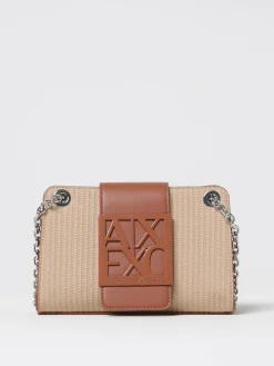 Borsa a tracolla Armani Exchange in pelle sintetica e rafia intrecciata