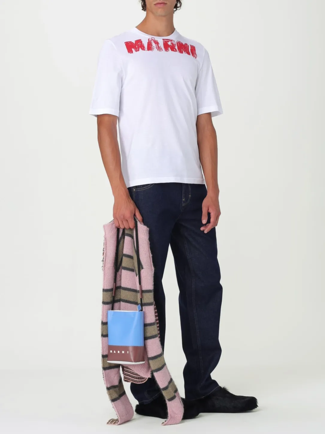 Borsa a tracolla colorblock Marni in pelle sintetica