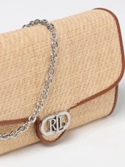 Borsa a tracolla in rafia con monogramma Lauren Ralph Lauren