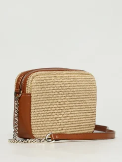 Borsa a tracolla in rafia con monogramma Boss