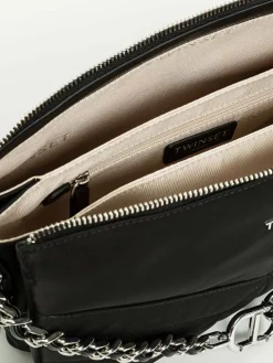 Borsa a tracolla in tessuto tecnico con logo Twinset