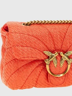 Borsa a tracolla Love Bag Puff Pinko in rafia con catena